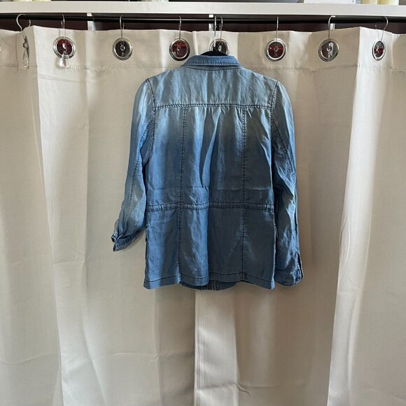 LOve Tree Womens Utility Jacket Small Blue Chambray 100% Tencel Western‎ 16660 - Picture 2 of 11